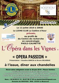 L'Opéra dans les Vignes. Le vendredi 12 juillet 2019 à TOULON. Var.  20H00